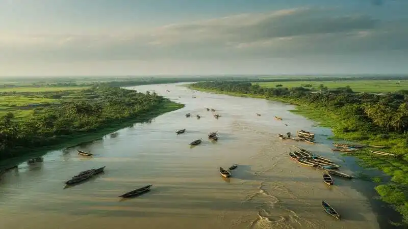 কুশিয়ারা নদী কোন জেলায় অবস্থিত তা দেখানো ভৌগোলিক দৃশ্য
