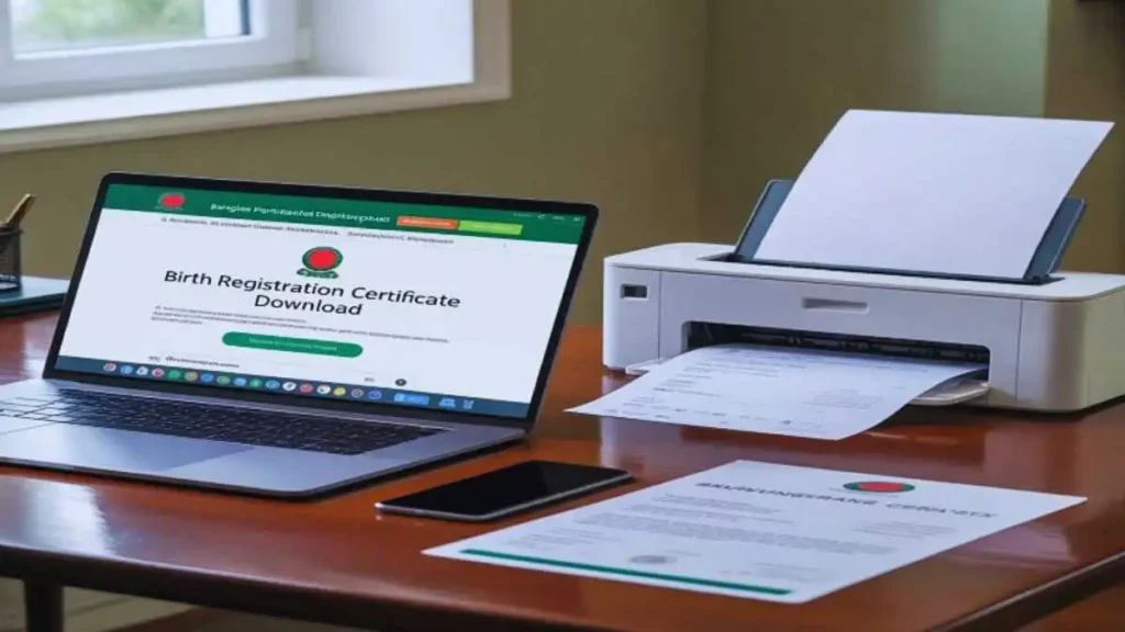 জন্ম নিবন্ধন সনদের কপি ডাউনলোড করার অনলাইন প্রক্রিয়ার ছবি