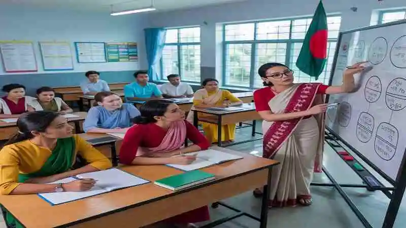 শিক্ষকদের প্রশিক্ষণের গুরুত্ব বোঝাচ্ছে একটি সেমিনার বা ওয়ার্কশপের ছবি