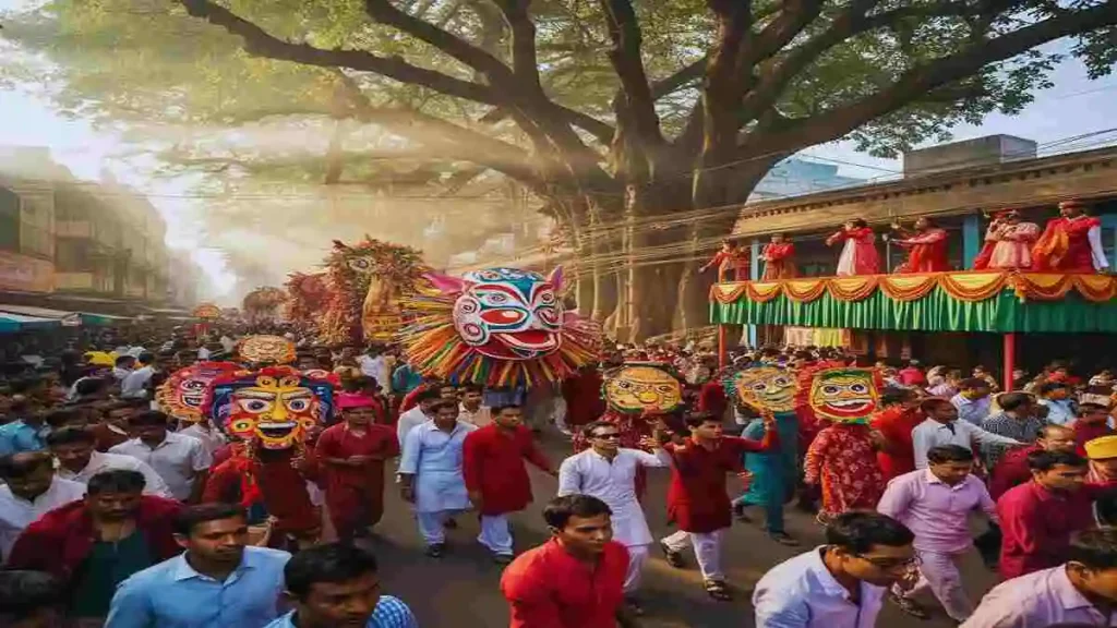 পহেলা বৈশাখ উপলক্ষে বাঙালির বাংলা নববর্ষ উদযাপনের ঐতিহ্যবাহী দৃশ্য