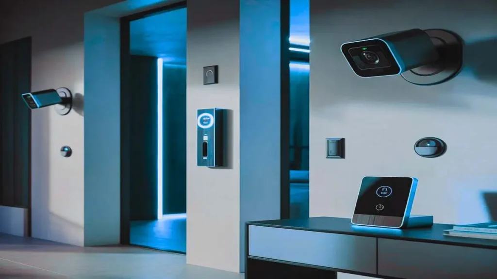 বাসার নিরাপত্তার জন্য স্মার্ট গ্যাজেট যেমন সিসিটিভি ক্যামেরা, স্মার্ট ডোর লক ও সেন্সর